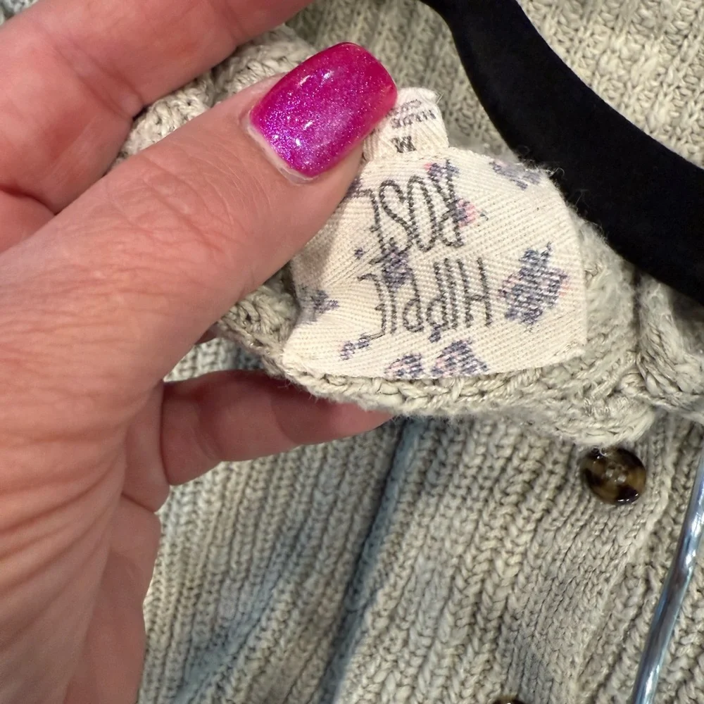 Hippie Rose Cozy Cream Button-Up Sweater SZ M - Picture 4 of 5